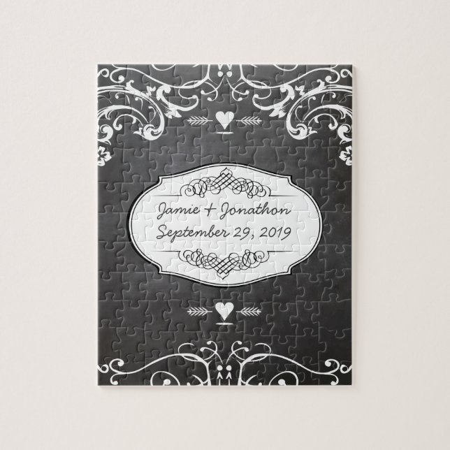 Quebra-cabeça Casamentos com Tipografia em Quadro Negro (Vertical)