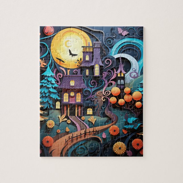 Quebra-cabeça Casas de Doces ou Travessuras de Halloween (Vertical)