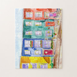 Quebra-cabeça Casas de Linha Coloridas Ilustração de Cores de Ág