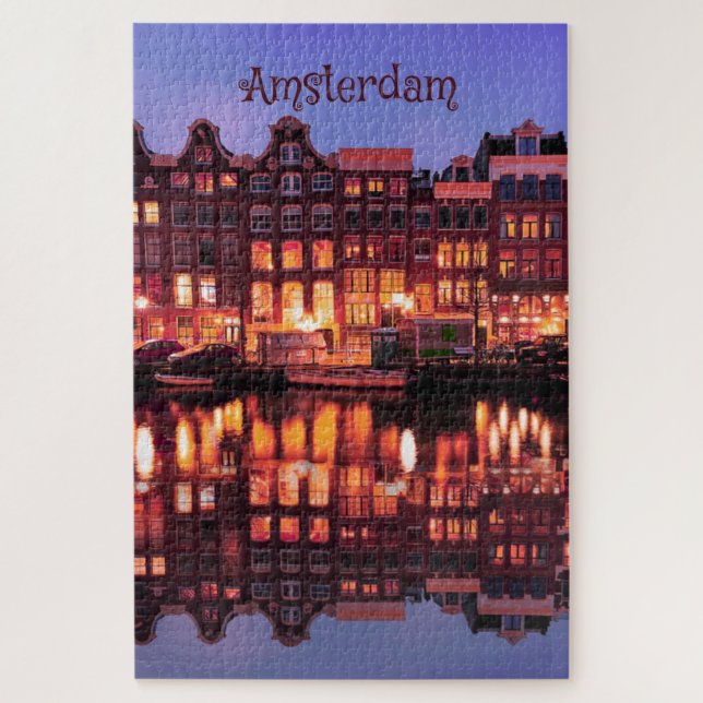 Quebra-cabeça Casas de Linha de Amsterdã no Canal (Vertical)