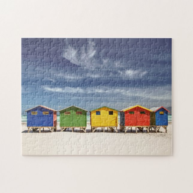 Quebra-cabeça Casas de praia coloridas | Muizenberg, África do (Horizontal)