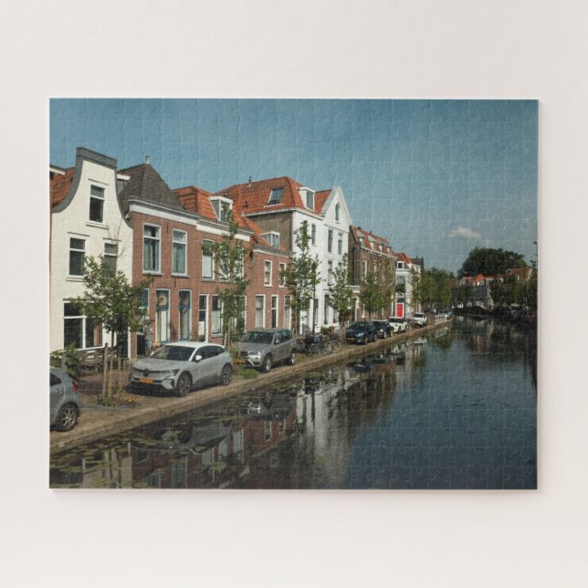 Quebra-cabeça Casas do Canal Holandês em Delft, Países Baixos (Horizontal)