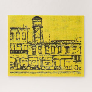 Quebra-cabeça Casas e casas de Yellowville e torre de água