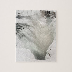 Quebra-cabeça Cascata de Godafoss, inverno, Islândia