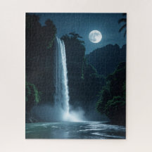 Cascata lunar - Paisagem Noturna Cinemática