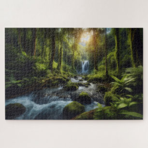 Quebra-cabeça Cascata Oculta - Paisagem Cêntica Respiratória