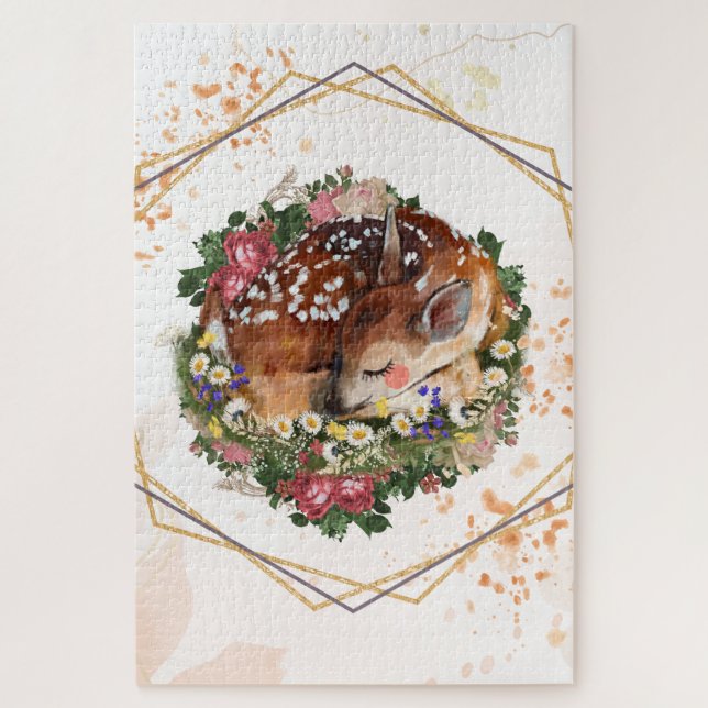 Quebra-cabeça Castanho - Gráfico de Animais, Folha de Dormir (Vertical)