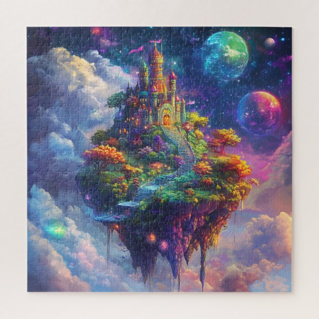 Quebra-cabeça Castelo de Conto de Fadas Mágico & Ilha Flutuante (Vertical)