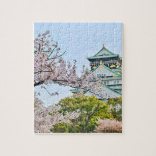 Quebra-cabeça Castelo de Himeji com flores de cereja