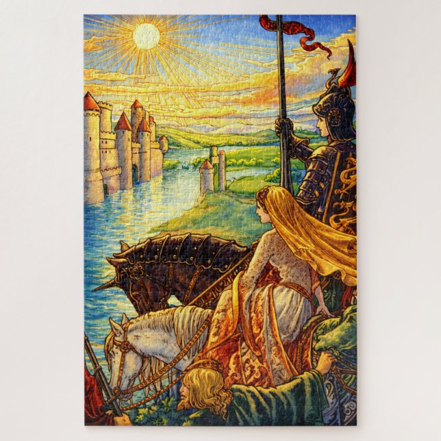 Quebra-cabeça Castelo Medieval, Cavaleiros & Princesa (Vertical)