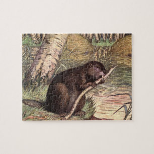 Quebra-cabeça Castor por Louis Sargent, Animais Selvagens Antigo