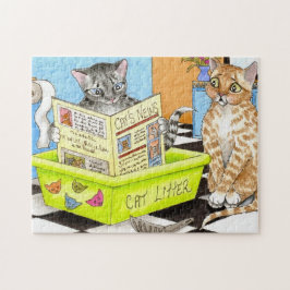 Quebra-cabeça Cat 464 arte engraçada no banheiro