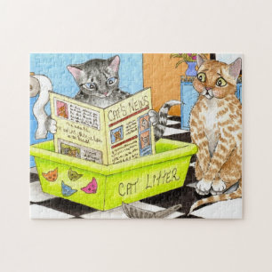 Quebra-cabeça Cat 464 arte engraçada no banheiro