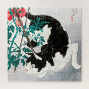 Quebra-cabeça Cat com Tomato Plant (1931) por Hiroaki Takahashi