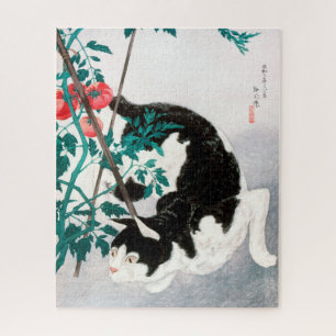 Quebra-cabeça Cat com Tomato Plant (1931) por Hiroaki Takahashi