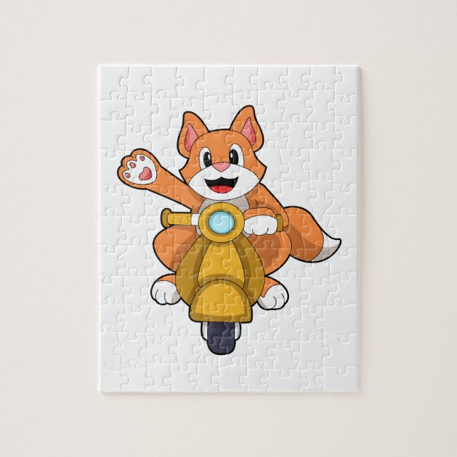 Quebra-cabeça Cat como Biker com Patinete.PNG (Vertical)