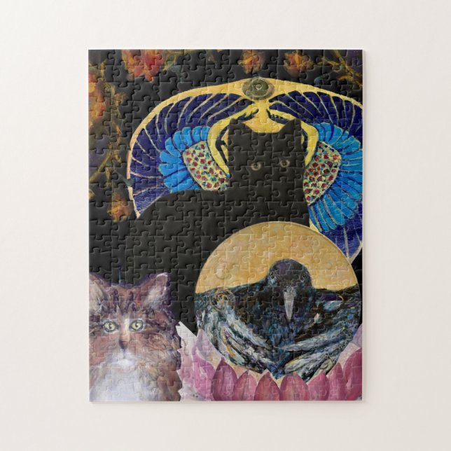 Quebra-cabeça Cat Crow Scarab Lily Maureen Girard (Vertical)