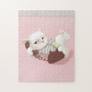 Quebra-cabeça Cat no telefone