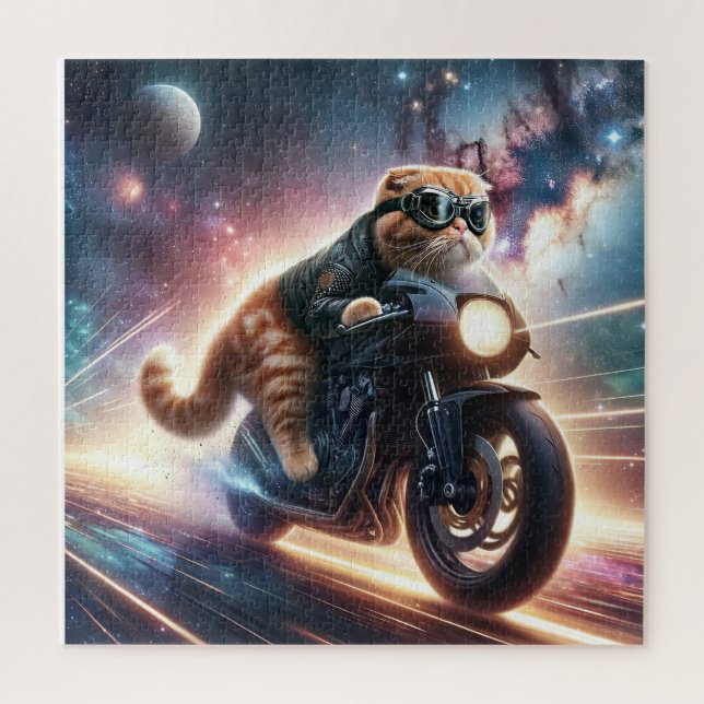 Quebra-cabeça Cat on motorcycle jigsaw puzzle (Vertical)