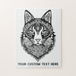 Quebra-cabeça Cat Ornamental de Texto Personalizado