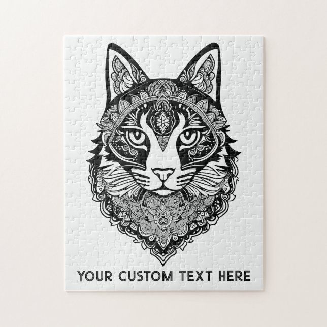 Quebra-cabeça Cat Ornamental de Texto Personalizado (Vertical)