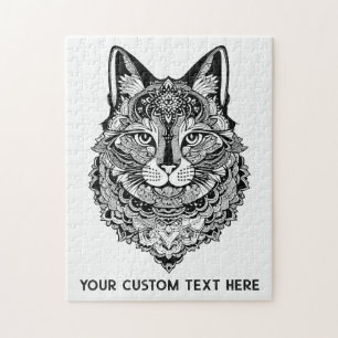 Quebra-cabeça Cat Ornamental de Texto Personalizado