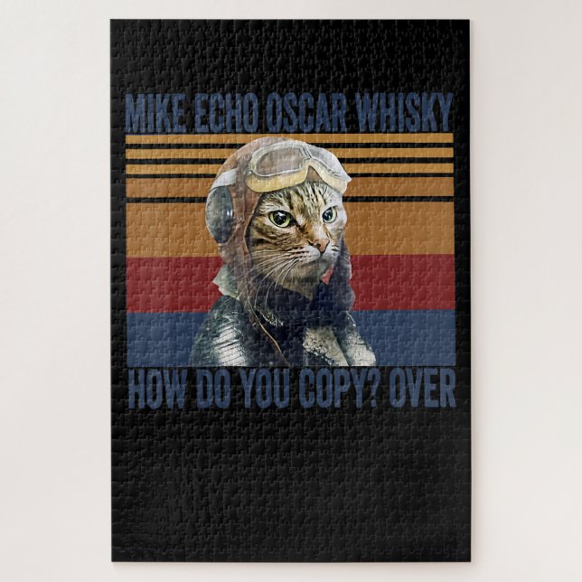 Quebra-cabeça Cat Pilot Mike Echo Oscar Whisky Costume Gift (Vertical)