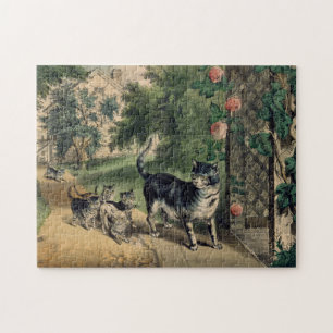 Quebra-cabeça Cat Puzzle Currier & Ives