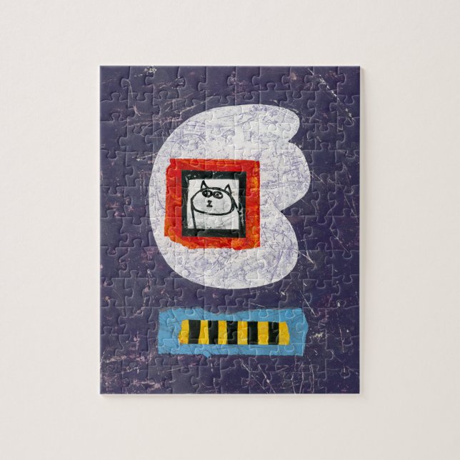 Quebra-cabeça Cat Senta Para O Yearbook Photo Jigsee Quebra-cabe (Vertical)