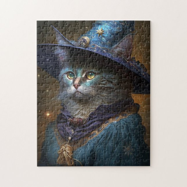 Quebra-cabeça Cat Witch Fantasy Art (Vertical)