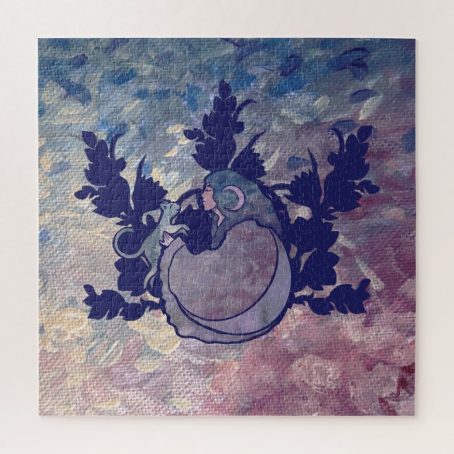 Quebra-cabeça Cat Witch Moon Goddese Wiccan Cat Person (Vertical)