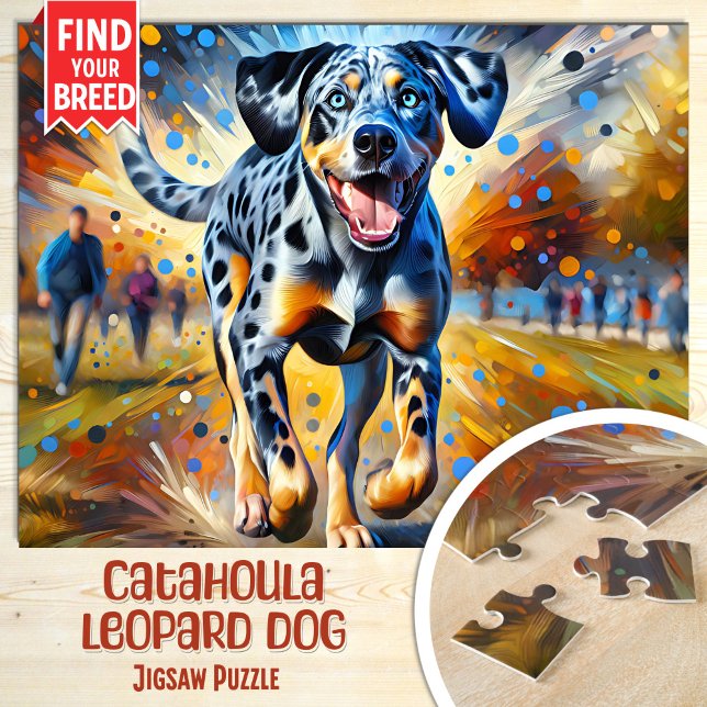 Quebra-cabeça Catahoula Leopard Dog Portrait Arte Acrílica Impre (Criador carregado)