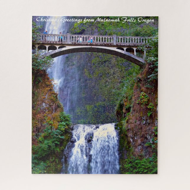 Quebra-cabeça Cataratas Multnomah Oregon. Saudações de Natal (Vertical)