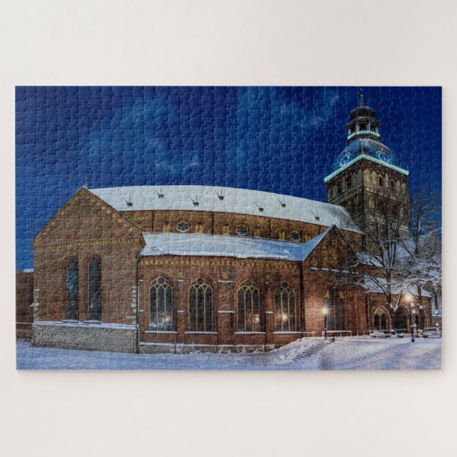 Quebra-cabeça Catedral de Dome na praça Dome em Riga, Letónia (Horizontal)