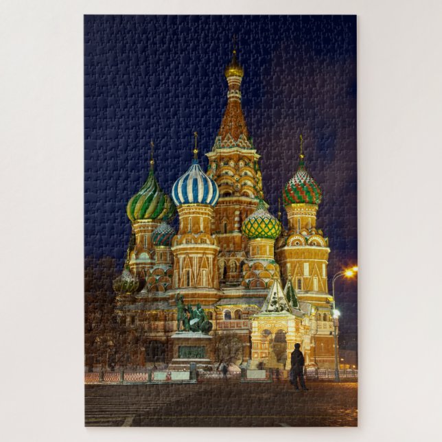 Quebra-cabeça Catedral de Intercessão de Moscou à Noite (Vertical)