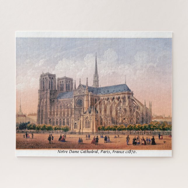Quebra-cabeça Catedral de Notre Dame c1870 Paris, França (Horizontal)