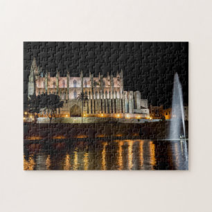 Quebra-cabeça Catedral de Palma de Maiorca à noite - Espanha