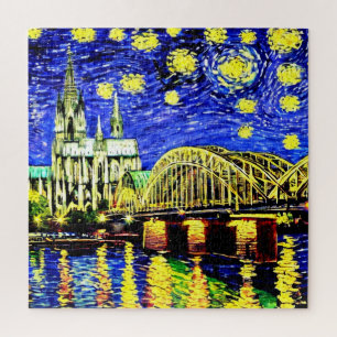 Quebra-cabeça Catedral de Starry Night Cologne Alemanha