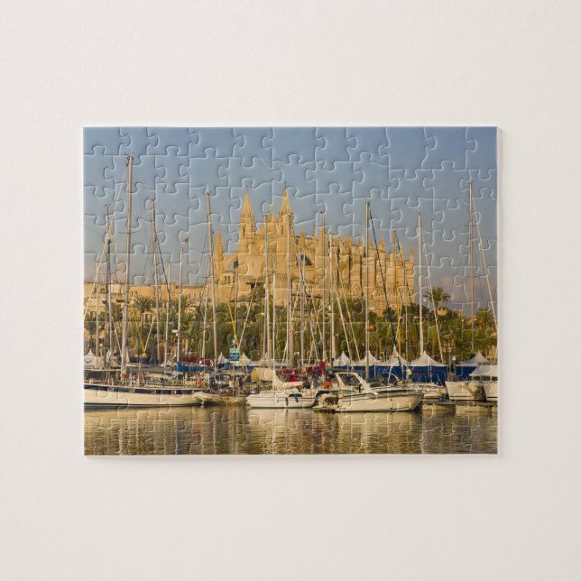 Quebra-cabeça Catedral e marina, Palma, Maiorca, Espanha 2 (Horizontal)
