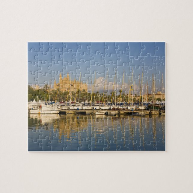 Quebra-cabeça Catedral e marina, Palma, Mallorca, Espanha (Horizontal)