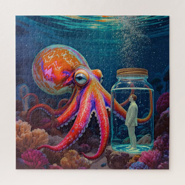 Quebra-cabeça "Cativeiro Silencioso do Oceano" - Octopus Portrai (Vertical)