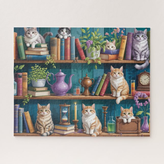 Quebra-cabeça Cats Magical Bookshelf (Horizontal)