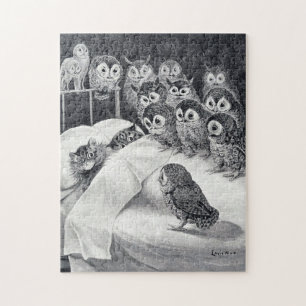 Quebra-cabeça Cats Nightmare Owl Bird, Louis Wain