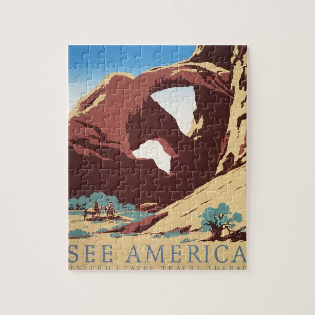 Quebra-cabeça Caubói Deserto Vintage Ocidental Cavalos  (Vertical)