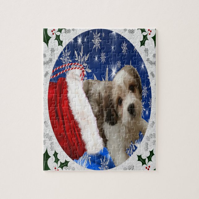 Quebra-cabeça Cavachon, Cão de Natal (Vertical)