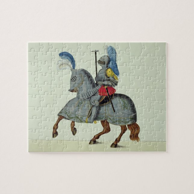 Quebra-cabeça Cavaleiro e cavalo na armadura, placa 'de uma (Horizontal)