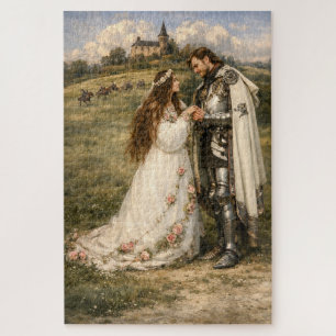 Quebra-cabeça Cavaleiro Medieval, Castelo e Princesa