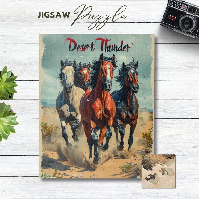 Quebra-cabeça Cavalgada de Cavalos do Deserto Thunder Puzzle (Desert Thunder Horses Galloping Puzzle)