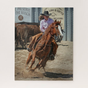 Quebra-cabeça Cavalgada de Rodeio de Vaqueira Esportes Ocidentai