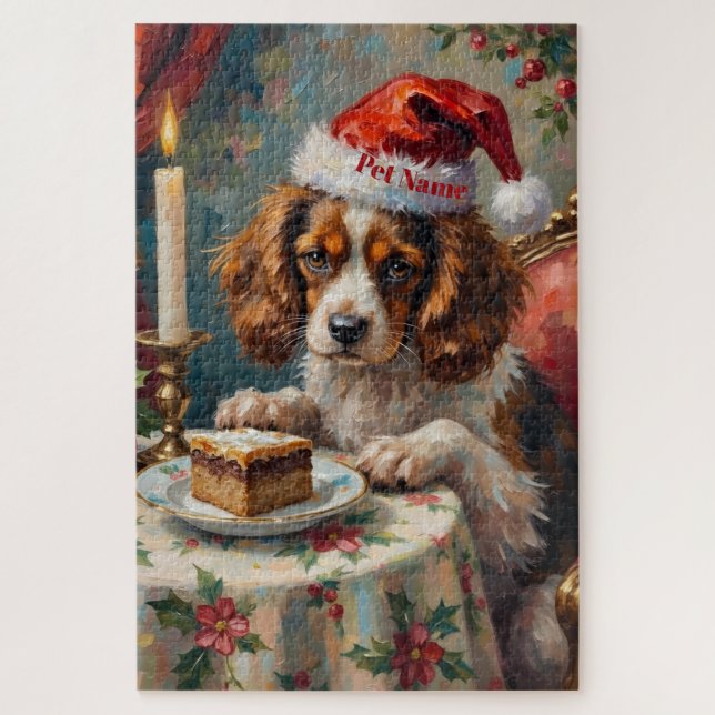 Quebra-cabeça Cavalier King Charles Christmas Pudding Tea Party  (Vertical)